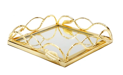Classic Touch Decor Mirror Napkin Holder With Gold Leaf Design