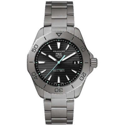 Shop Tag Heuer Men's Aquaracer Black Dial Watch In Silver