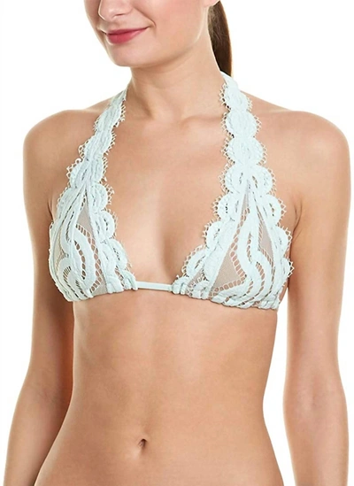 Shop Pq Swim Lace Adjustable Halter Strap Padded Bikini Top In Azura In Multi