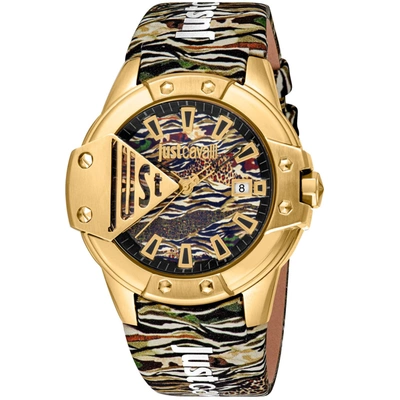 Shop Just Cavalli Women's Scudo Black Dial Watch In Gold