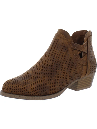 Shop Fergalicious By Fergie Erikka Womens Block Heel Zipper Ankle Boots In Brown
