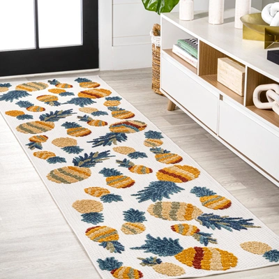 Jonathan Y Ananas Bold Pineapple High-low Indoor/outdoor Orange/navy Runner Rug