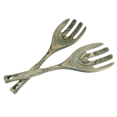 Island Bamboo Pakkawood 12-inch Salad Claws In Black