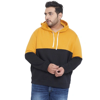 Shop Instafab Plus Men Full Sleeve Hooded Sweatshirt In Yellow