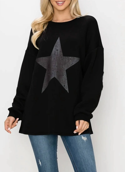 Shop Joh Finola Pointe Knit Star Top In Black