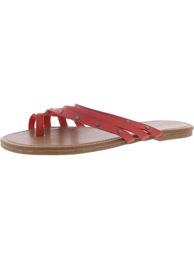 Shop Arizona Jeans Co. Glori Womens Toe Loop Studded Flat Sandals In Red