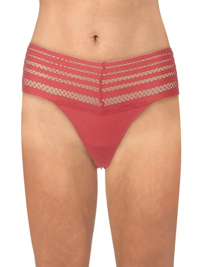 Shop Dkny Womens Wide Lace Intmates Thong Panty In Red