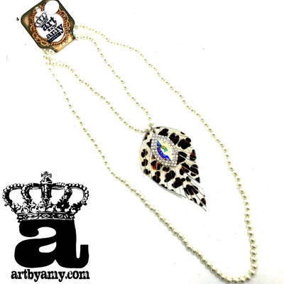 Shop Art By Amy Labbe Pearls And Cheetah Necklace In Black