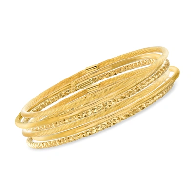 Ross-simons Italian 14kt Yellow Gold Multi-finish Jewelry Set: 6 Bangle Bracelets In Gold