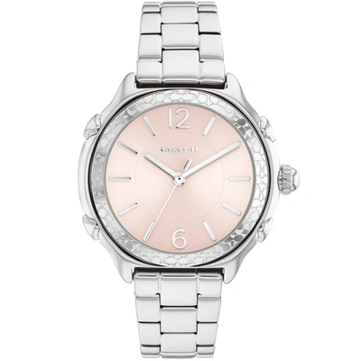 Shop Coach Women's Suzie Pink Dial Watch In Silver