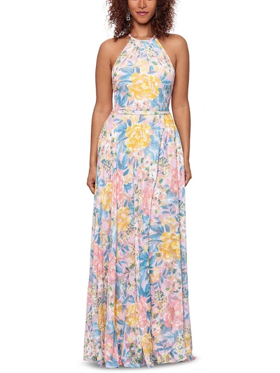 Shop Betsy & Adam Petites Womens Floral Halter Maxi Dress In Pink