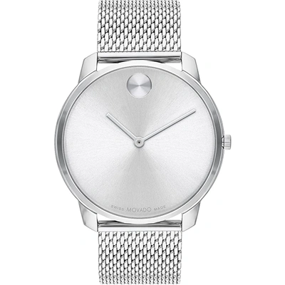 Shop Movado Men's Bold Thin Black Dial Watch In Silver