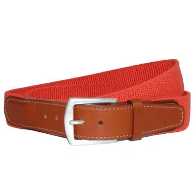 Shop Crookhorndavis Newport Pique Cotton Woven Elastic Belt In Orange