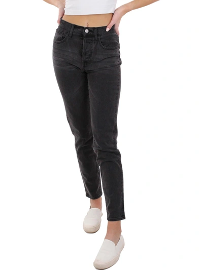 Shop Dstld Womens High Rise Button Fly Straight Leg Jeans In Black