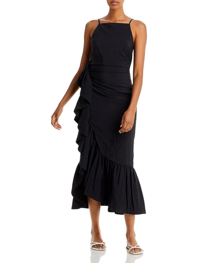 Shop Cinq À Sept Neena Womens Ruffle Calf Midi Dress In Black
