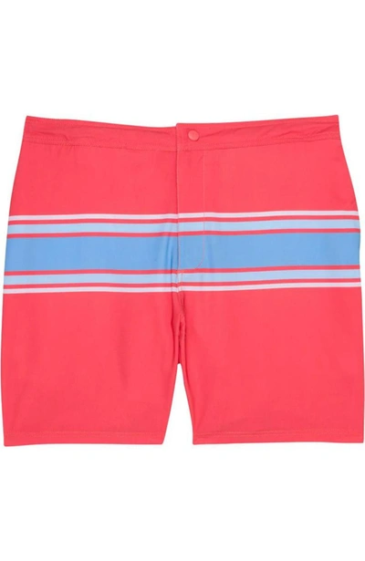 Shop Genteal Men's Sandbar Swim Trunks In Stripe In Red
