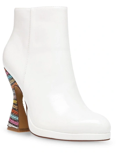 Shop Betsey Johnson Averie Womens Faux Leather Rhinestone Heel Booties In White