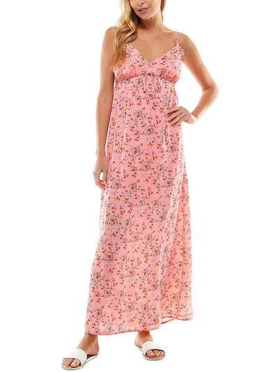 Shop City Studio Juniors Womens Empire Floral Maxi Dress In Pink