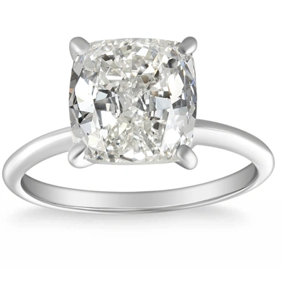 Pompeii3 4.39 Ct Cushion Diamond Gia Certified Solitaire Engagement Ring 14k White Gold In Multi