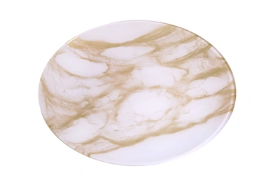 Shop Classic Touch Decor Set Of 4 Gold-white Marble Plates - 8.25"d