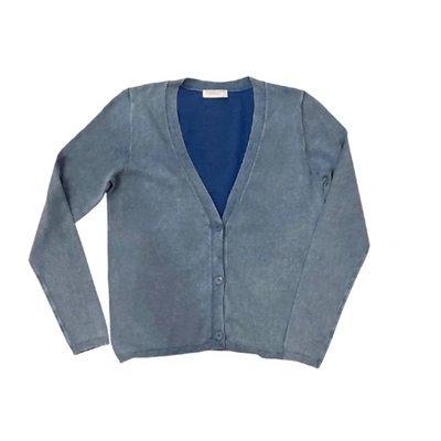 Shop Majestic Hand Dyed Cardigan In Ocean In Blue