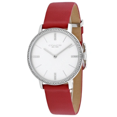 Shop Coach Women's White Dial Watch In Silver