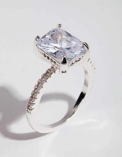 Shop Lovisa Silver Emerald Cut Cubic Zirconia Diamante Band Ring In Multi