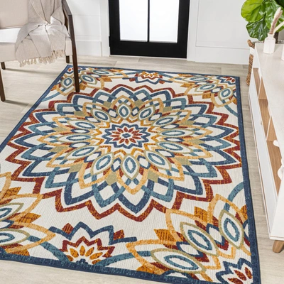 Shop Jonathan Y Flora Abstract Bold Mandala High-low Indoor/outdoor Red/blue/yellow Area Rug