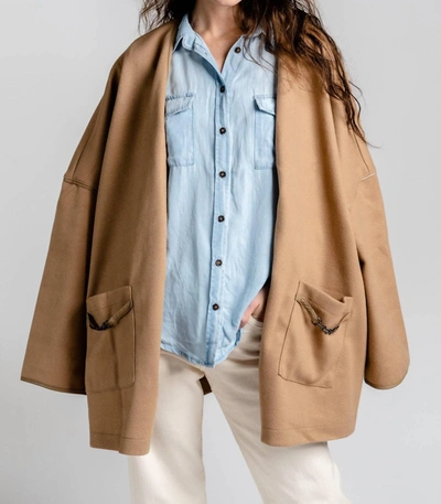 Shop Aemi + Co Poncho Jacket In Camel In Brown