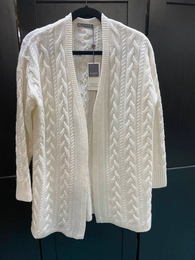 Shop Alashan Cashmere Riley Cable Cardigan In Chalk In Beige