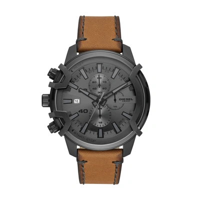 Shop Diesel Men's Griffed Chronograph, Gunmetal-tone Stainless Steel Watch In Brown