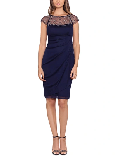 Shop X By Xscape Womens Beaded Knee Cocktail And Party Dress In Blue