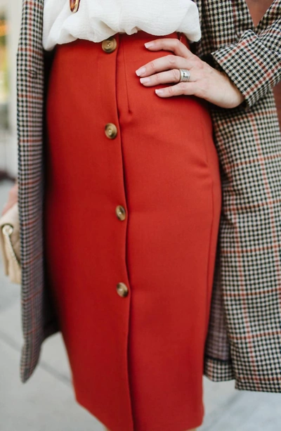 Shop Pink Martini The Scarlett Pencil Skirt In Rust In Multi