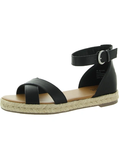 Shop Ana Blaze Womens Padded Insole Ankle Strap Espadrilles In Black