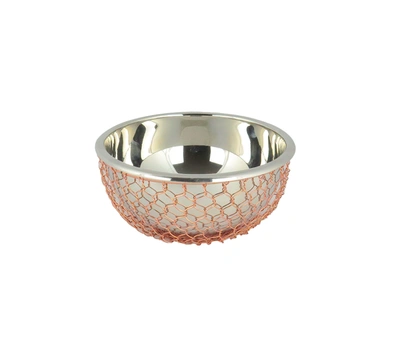 Shop Classic Touch Decor Small Nickel Salad Bowl With Copper Woven Design