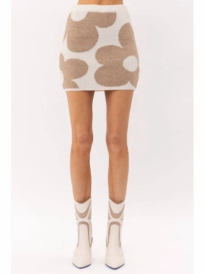 Shop Sofie The Label Amber Daisy Print Knit Mini Skirt In Taupe In White