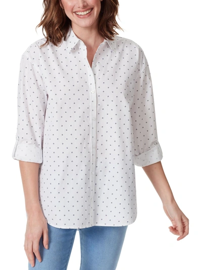 Shop Gloria Vanderbilt Amanda Womens Collared Relaxed Fit Button-down Top In White