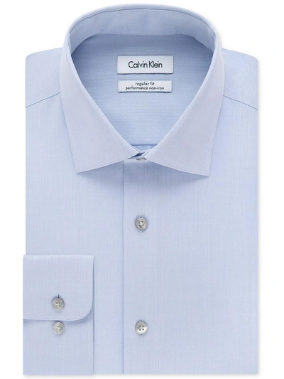 Shop Calvin Klein Mens Classic Fit Non-iron Button-down Shirt In Blue