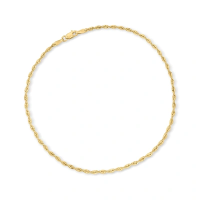 Shop Canaria Fine Jewelry Canaria 2mm 10kt Yellow Gold Rope-chain Anklet