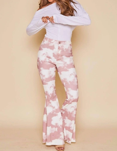 Peach Love The Claudia Cloud Bell Bottom In Mauve And Ivory In Pink