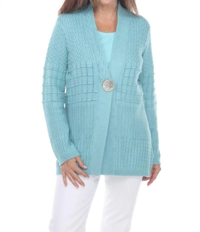 Shop Pure Knits See The Good Cardigan In Ocean In Blue