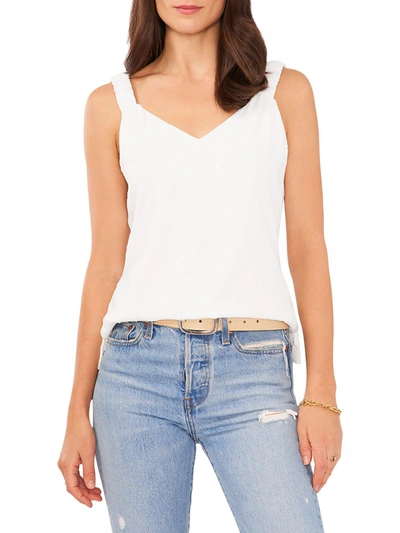 Shop Vince Camuto Womens Embroidered Elastic Straps Tank Top In White