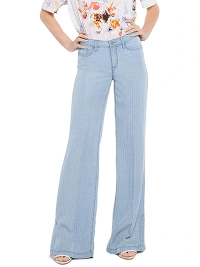 Shop Nydj Womens Denim Mid-rise Wide Leg Jeans In Blue