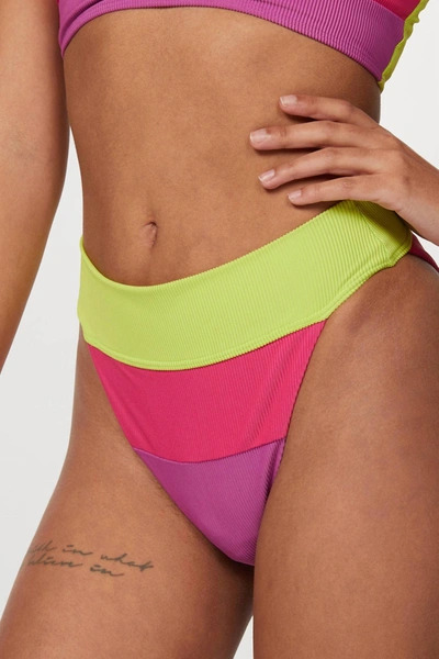 Shop Beach Riot Alexis Bottom In Lime Punch Colorblock In Pink