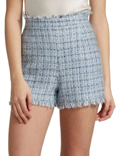 Shop Cinq À Sept Coronado Tweed Shorts In Periwinkle In Grey