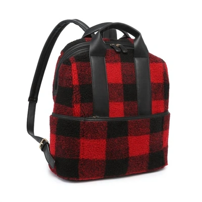 Shop Jen & Co. Hattie Sherpa Backpack In Red & Black