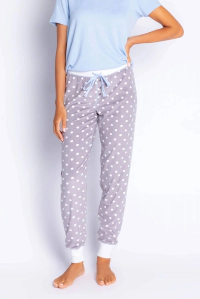 Shop Pj Salvage Winter Wood Velour Pajama Pants In Grey Polka Dot