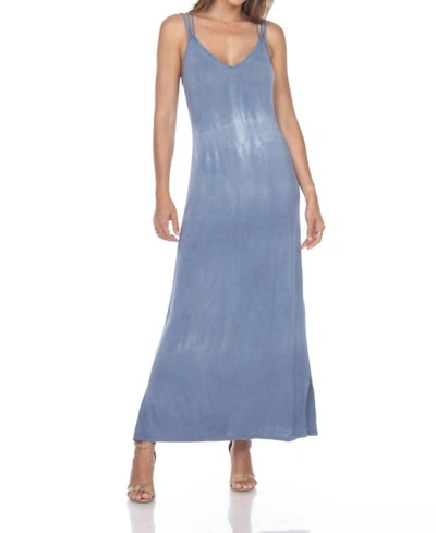 One Essence Trixie Triple Strap Maxi Dress In Denim Tie Dye In Multi