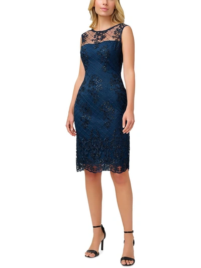 Shop Adrianna Papell Womens Sequined Knee-length Sheath Dress In Blue