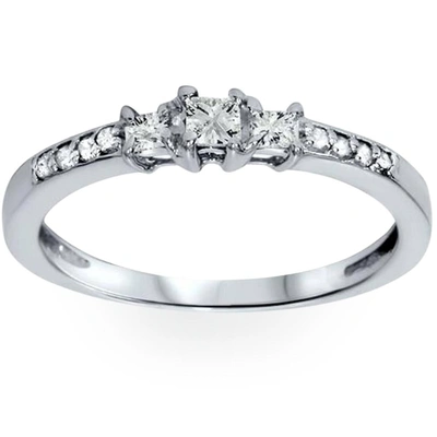 Shop Pompeii3 1/4ct Three Stone Princess Cut Diamond Engagement Ring 14k White Gold In Multi